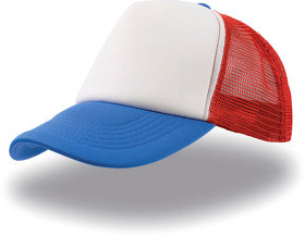Бейсболка "RAPPER", 5 клиньев, пластиковая застежка,белый,синий, красный,100% п/э, плотность 80 г/м2 (H25420.182)