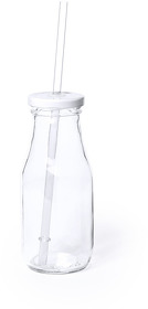 Бутылка ABALON с трубочкой, 320 мл, стекло, прозрачный, белый (H345495/01)