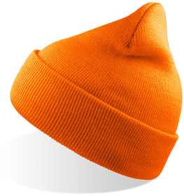 Шапка вязаная  двойная Wind-S, оранжевый неон, 100% переработанный полиэстер (H254433-S.118)