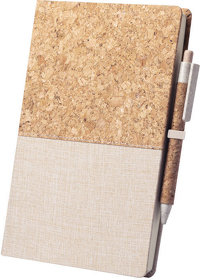 Блокнот BRASTEL твердая обложка, 80 листов, Натуральная пробка, солома, ручка в комплекте (H346394)