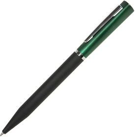 M1, ручка шариковая, черный/зеленый, пластик, металл, софт-покрытие (H38021/35/15)