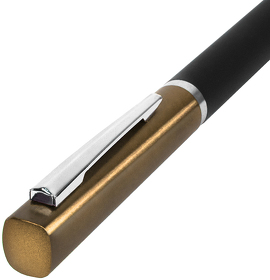 M1, ручка шариковая, черный/золотистый, пластик, металл, софт-покрытие