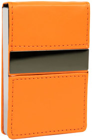 Визитница "Меридиан"; оранжевый; 9,5х6,4х1,6 см; иск. кожа, металл; лазерная гравировка (H18009/06)