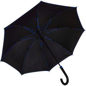 Зонт-трость "Back to black", полуавтомат, 100% полиэстер, черный с синим (H7432/24)