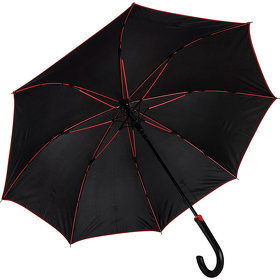 Зонт-трость "Back to black", полуавтомат, 100% полиэстер, черный с красным (H7432/08)