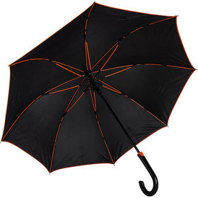 H7432/05 - Зонт-трость "Back to black", полуавтомат, 100% полиэстер, черный с оранжевым