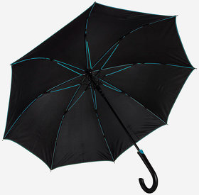 Зонт-трость "Back to black", полуавтомат, 100% полиэстер, черный с голубым (H7432/22)