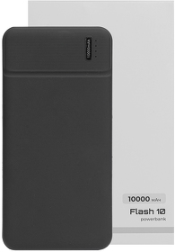 Универсальный аккумулятор OMG Flash 10 (10000 мАч) с подсветкой и soft touch,черный,13,7х6,87х1,55мм