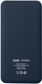 Универсальный аккумулятор OMG Flash 10 (10000 мАч) с подсветкой и soft touch,синий,13,7х6,87х1,55 мм