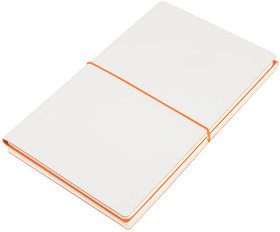 H21219/06 - Бизнес-блокнот "Combi", 130*210 мм, бело-оранжевый, кремовый форзац, гибкая обложка, в клетку/нелин