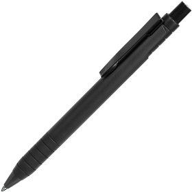 H19608/35 - TOWER, ручка шариковая с грипом, черный, металл/прорезиненная поверхность