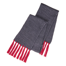 Вязаный комплект шарф и шапка GoSnow, антрацит c фурнитурой, красный, 70% акрил,30% шерсть