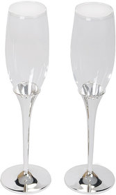 Бокалы для шампанского "Crystal" (2шт), D=6,8см, Н=25,2см, стекло, посеребренный металл,лаковое покр (H21300)