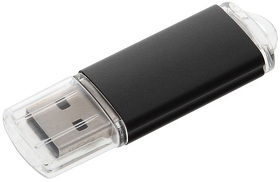 H19301_16Gb/35 - USB flash-карта "Assorti" (16Гб), черная, 5,8х1,7х0,8 см, металл