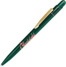 MIR, ручка шариковая с золотистым клипом, зеленый, пластик/металл