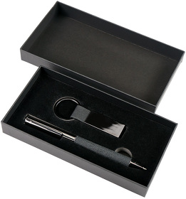 Набор ручка+ брелок COLLISION, черный/темно-серый, металл, пластик, картон (H37005/35/30)