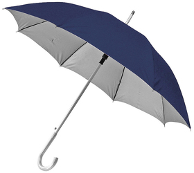 Зонт-трость с пластиковой ручкой "под алюминий" "Silver", полуавтомат; темно-синий с серебром; D=103 (H8100/26)