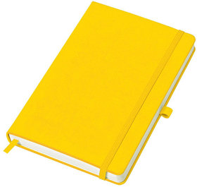 Бизнес-блокнот "Justy", 130*210 мм, желтый, твердая обложка,  резинка 7 мм, блок-линейка, тиснение, (H21210/03)