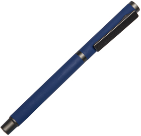 Ручка шариковая TRENDY, синий/темно-серый, металл, пластик, софт-покрытие