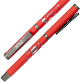 Ручка шариковая TRENDY, красный/темно-серый, металл, пластик, софт-покрытие