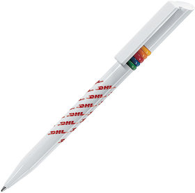 H174/60 - GRIFFE ARCOBALENO, ручка шариковая, белый, разноцветные колечки, пластик