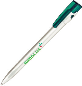 KIKI SAT, ручка шариковая, зеленый/серебристый, пластик
