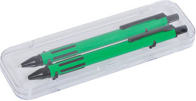 H37003/15 - FUTURE, набор ручка и карандаш в прозрачном футляре, зеленый, пластик