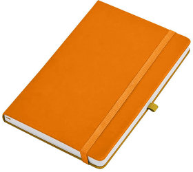 H21215/06 - Бизнес-блокнот А5  "Silky", оранжевый,  твердая обложка,  в клетку