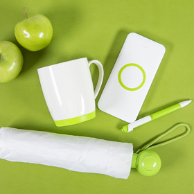 FORTE, ручка шариковая, зеленое яблоко/белый, пластик