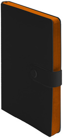 Ежедневник недатированный Stellar, А5, черный, кремовый блок, с оранжевым обрезом