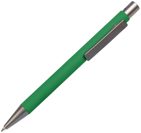 H40392/15/30 - Ручка шариковая FACTOR, зеленый/темно-серый, металл, пластик, софт-покрытие