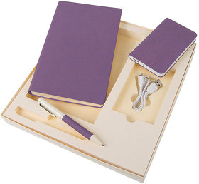 Набор подарочный PROVENCE; Универсальный аккумулятор(5000мАh), блокнот и ручка; сиреневый, шт