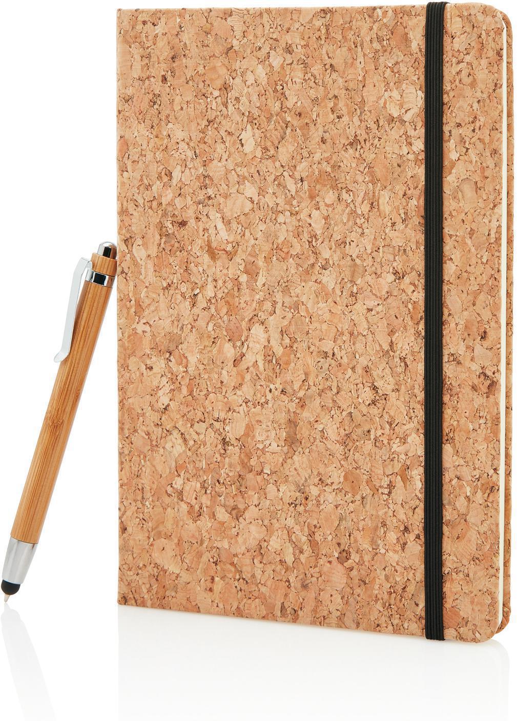 Артикул: XP773.779 — Блокнот Cork на резинке с бамбуковой ручкой-стилус, А5