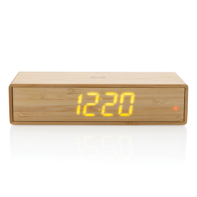 Часы с будильником Bamboo с функцией беспроводной зарядки, 5 Вт