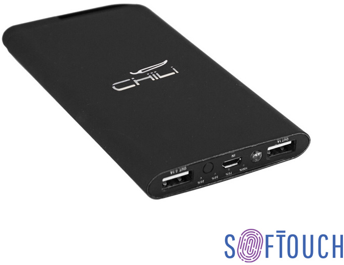 Артикул: E6889-3 — Зарядное устройство "Theta", 6000 mAh, 2 выхода USB, покрытие soft touch