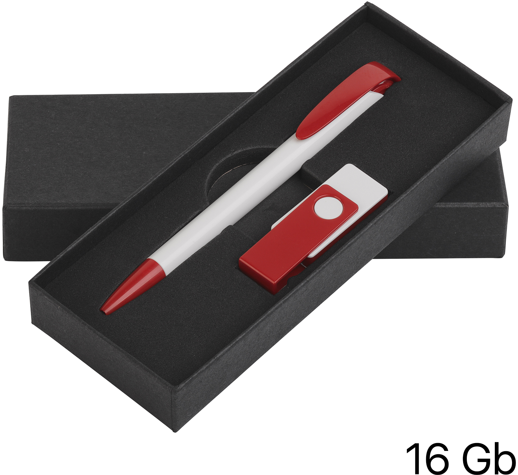 Артикул: E70120-1/4/16Gb — Набор ручка + флеш-карта 16Гб в футляре, белый/красный