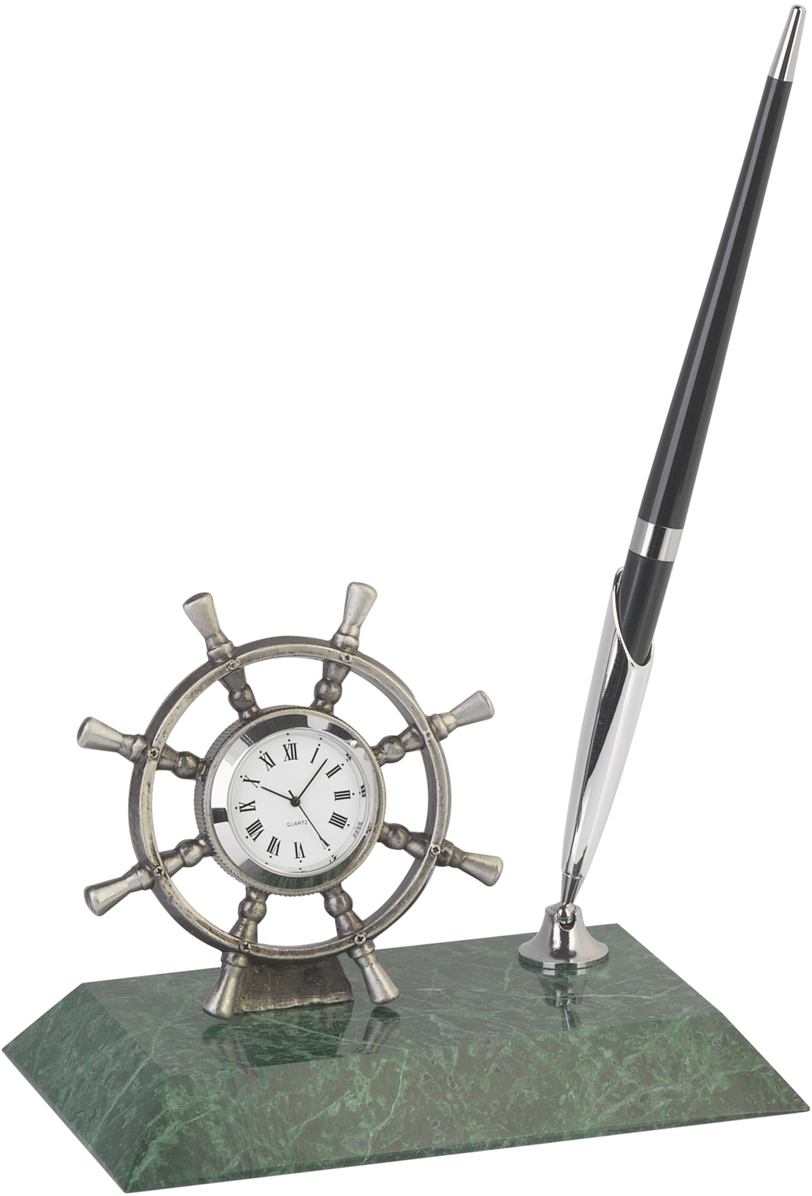 Артикул: E1825 — Подставка "Штурвал" с часами и ручкой