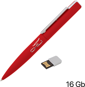 Ручка шариковая "Callisto" с флеш-картой 16Gb, оранжевый, покрытие soft touch (E6828-4S/16Gb)