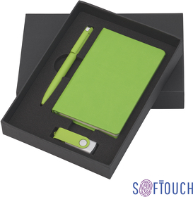 Набор подарочный "Сорренто" с блокнотом А6, покрытие soft touch, зеленое яблоко# (E6981-63/16GB)