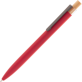 E7455-4 - Ручка шариковая "Matt" из переработанного алюминия и пластика, с кнопкой из бамбука