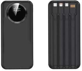 Зарядное устройство "Phantom" 10000 mAh с 4мя встроенными кабелями и цифровым индикатором заряда (E5448-3)