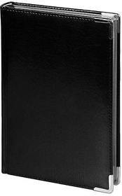 Ежедневник полудатированный Classic Pristine Silver А5, черный с серебром, с металлическими уголками, в твердой обложке с поролоном (R35313.147.0319 new)