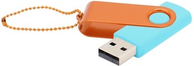 Флешка Designer To Go 2.0 USB 16Gb, бирюзовый/оранжевый (R3033R.17.07)