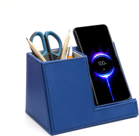 Настольный органайзер Ron c беспроводной зарядкой, синий (R7017.03)