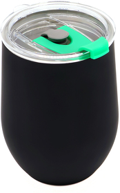 Термокружка с двойной стенкой SOFTO To Go софт-тач, черная/зелёная (R5032.02.04)