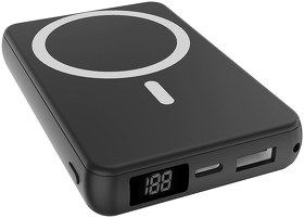 Магнитный внешний аккумулятор Quantum с беспроводной зарядкой (15W), 10000 Mah, черный (R2053.02)