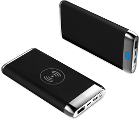 Внешний аккумулятор Wolfrock с беспроводной зарядкой soft-touch покрытием, 10000 mAh, черный (R2031.02)