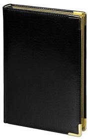 Ежедневник полудатированный Classic Pristine Gold А5, черный с золотом, с металлическими уголками, в твердой обложке с поролоном (R35313.147.0326 new)