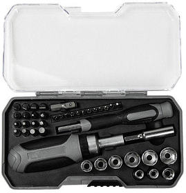 Набор инструментов Tools Workhard, 40 инструментов, черный, в пластиковом футляре (R630010.03)