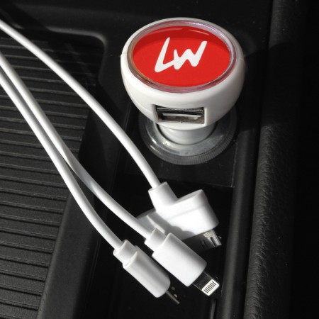 Артикул: P5355.60 — Автомобильное зарядное устройство с подсветкой Logocharger, белое